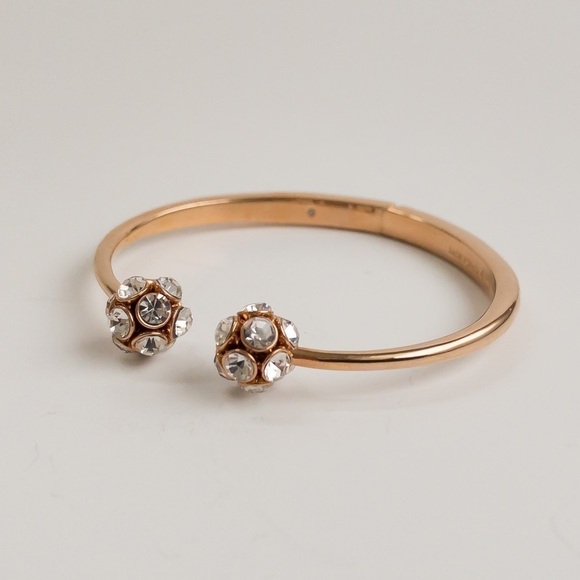 Kate Spade Time To Shine Open Hinged Cuff Bracelet Rose Gold Tone Clear Crystal - Picture 4 of 10